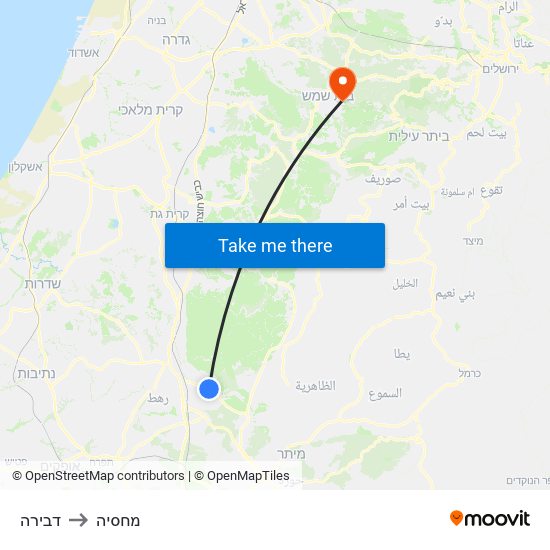 דבירה to מחסיה map