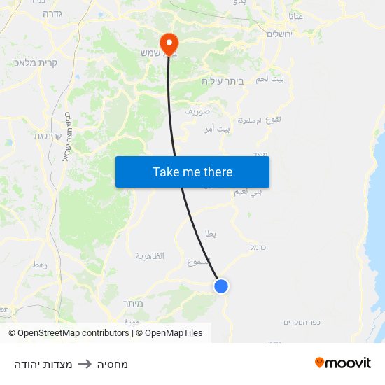 מצדות יהודה to מחסיה map