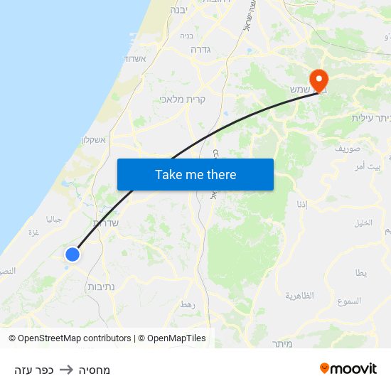 כפר עזה to מחסיה map