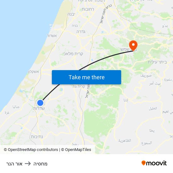 אור הנר to מחסיה map