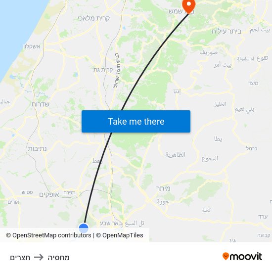 חצרים to מחסיה map