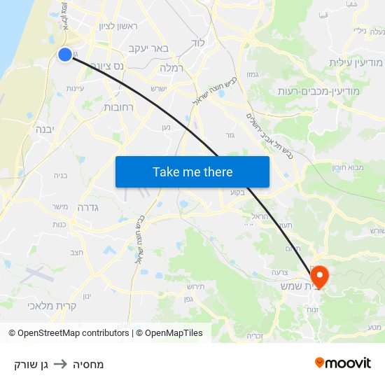 גן שורק to מחסיה map