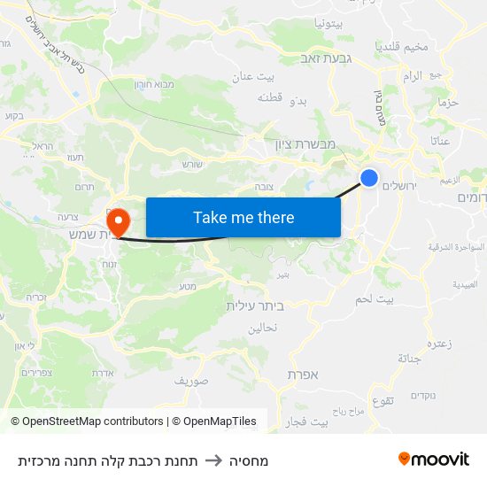 תחנת רכבת קלה תחנה מרכזית to מחסיה map