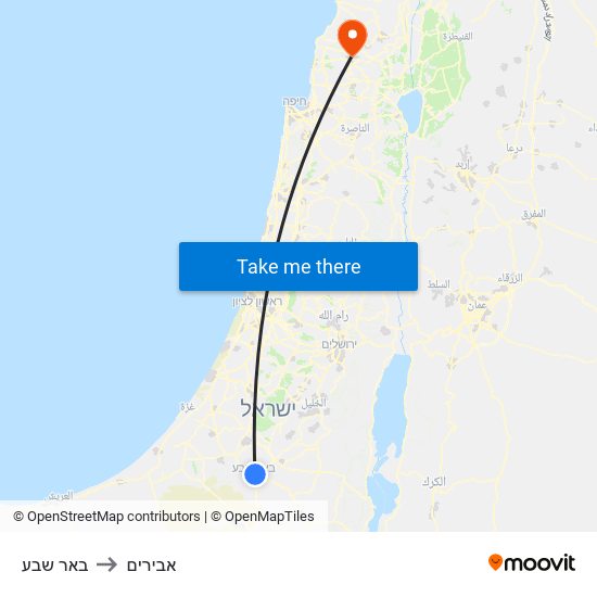 באר שבע to אבירים map