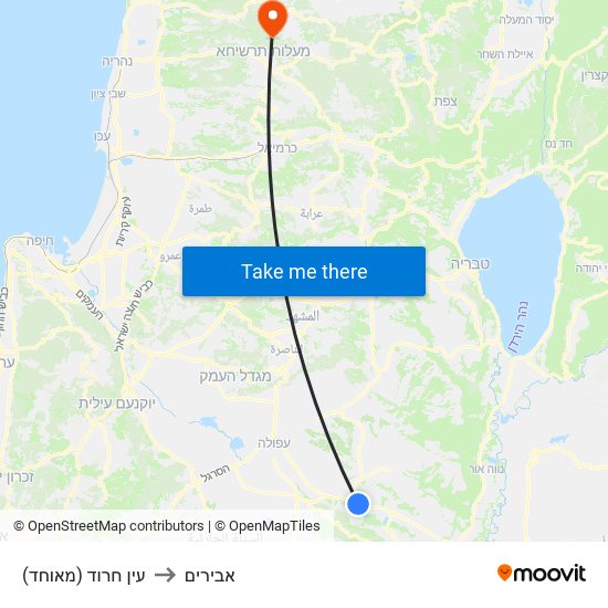 עין חרוד (מאוחד) to אבירים map