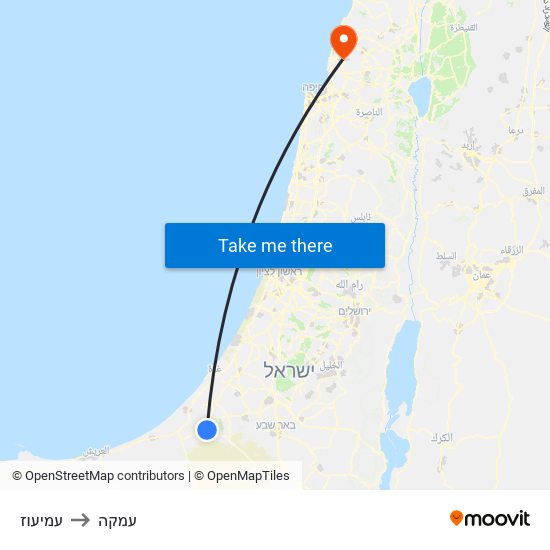 עמיעוז to עמקה map