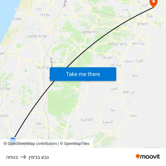 בטחה to גבע בנימין map