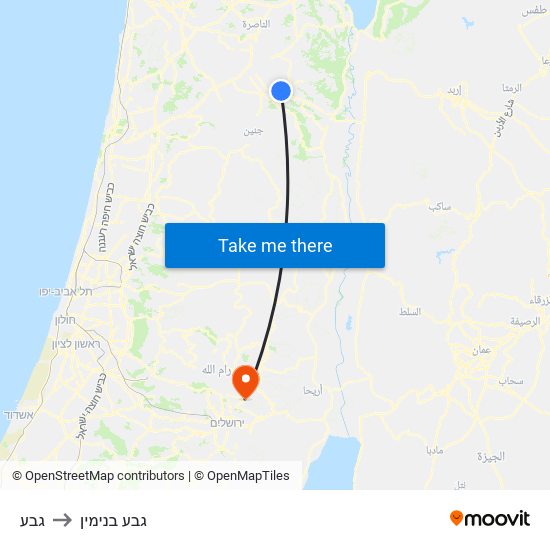 גבע to גבע בנימין map