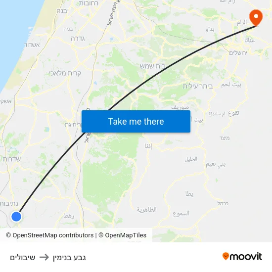 שיבולים to גבע בנימין map