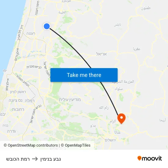רמת הכובש to גבע בנימין map