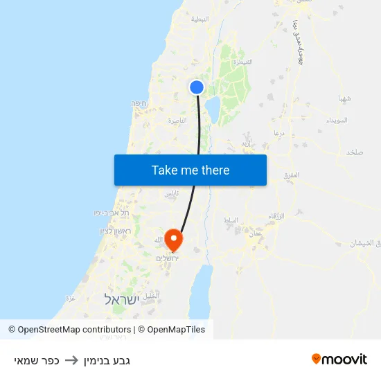 כפר שמאי to גבע בנימין map