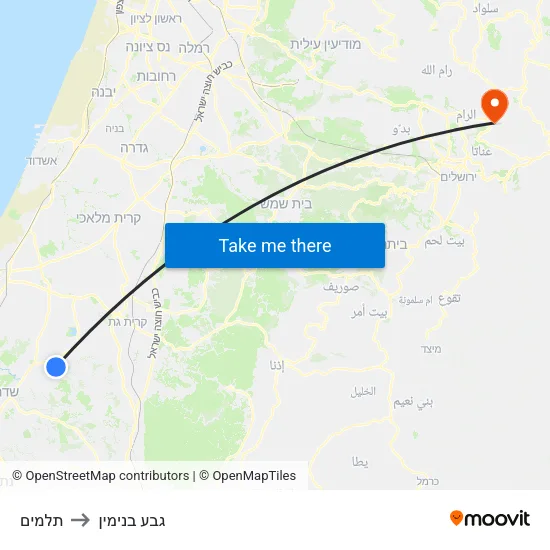 תלמים to גבע בנימין map