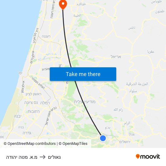 מ.א. מטה יהודה to גאולים map