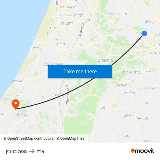 מטה בנימין to ארז map