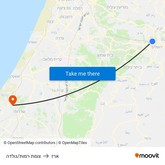 צומת רמות/גולדה to ארז map