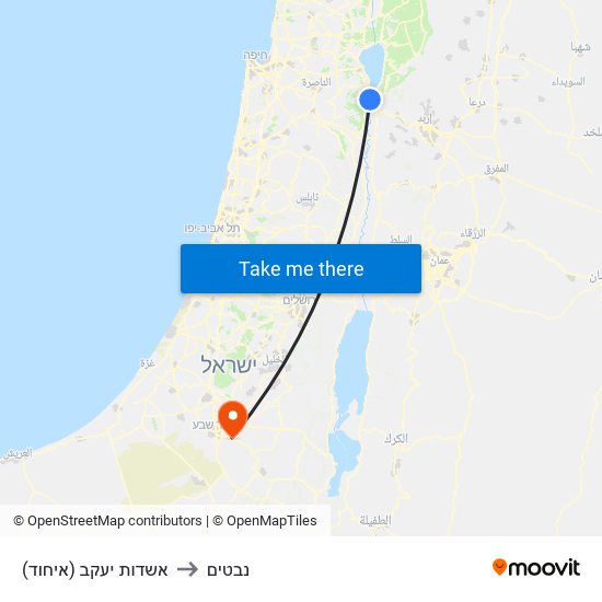 אשדות יעקב (איחוד) to נבטים map