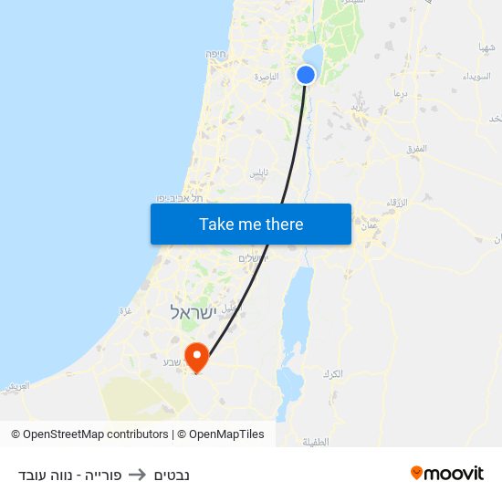 פורייה - נווה עובד to נבטים map