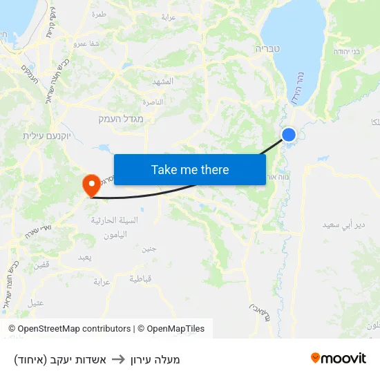 אשדות יעקב (איחוד) to מעלה עירון map