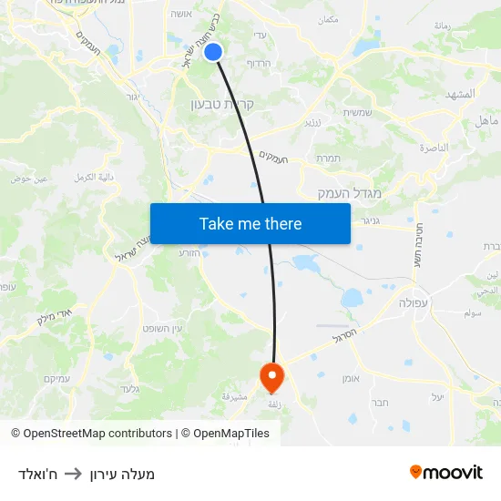 ח'ואלד to מעלה עירון map