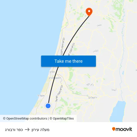 כפר ורבורג to מעלה עירון map