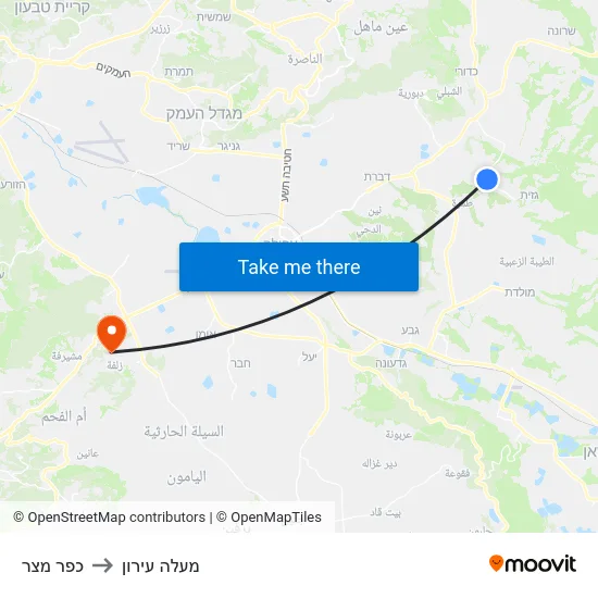 כפר מצר to מעלה עירון map