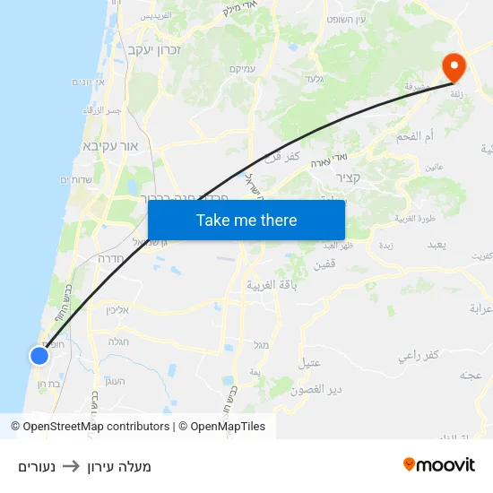 נעורים to מעלה עירון map