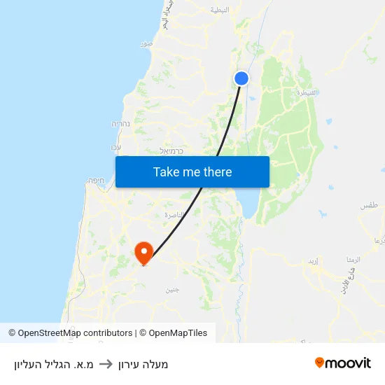 מ.א. הגליל העליון to מעלה עירון map