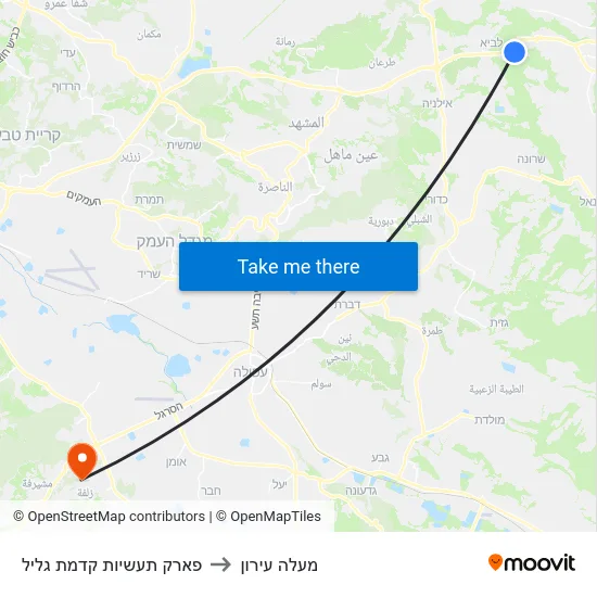 פארק תעשיות קדמת גליל to מעלה עירון map