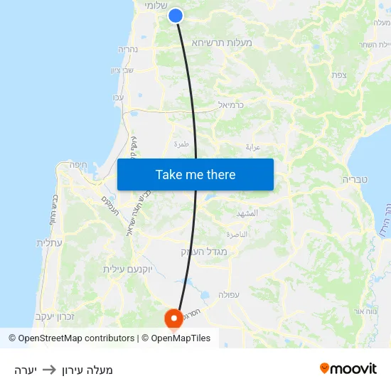יערה to מעלה עירון map