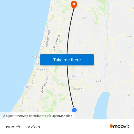 אספר to מעלה עירון map