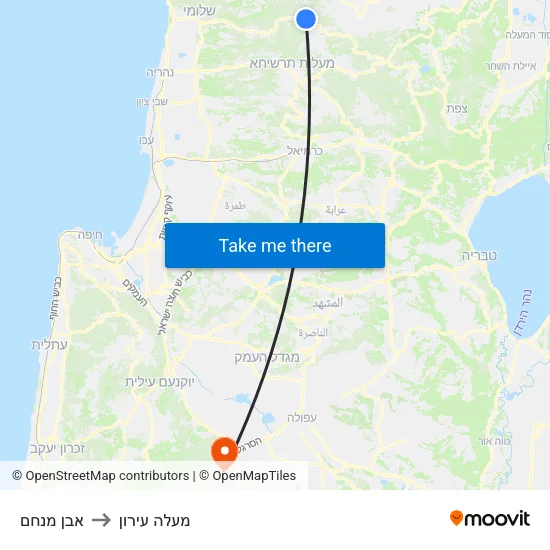 אבן מנחם to מעלה עירון map
