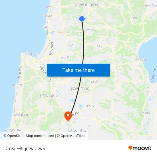 גיתה to מעלה עירון map