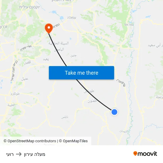 רועי to מעלה עירון map