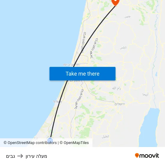 גבים to מעלה עירון map