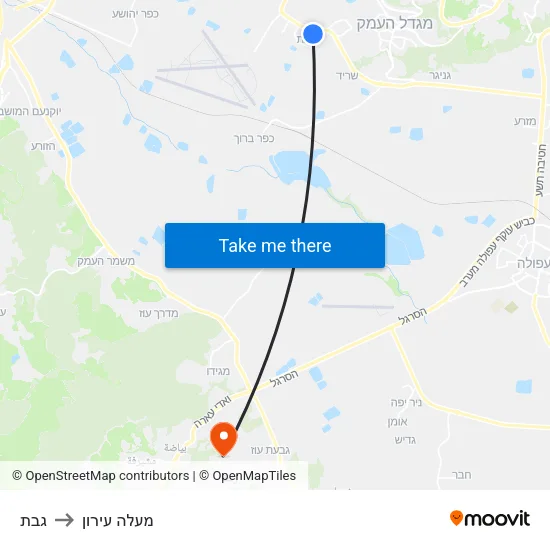 גבת to מעלה עירון map