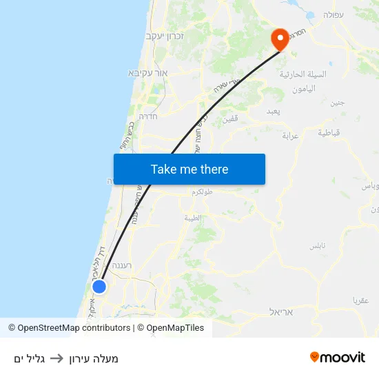 גליל ים to מעלה עירון map