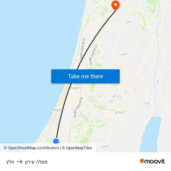 חלץ to מעלה עירון map