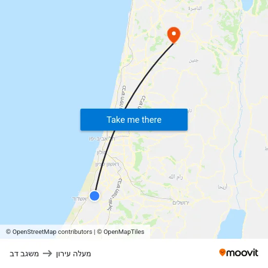 משגב דב to מעלה עירון map