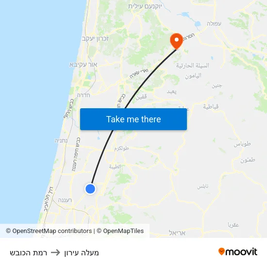 רמת הכובש to מעלה עירון map