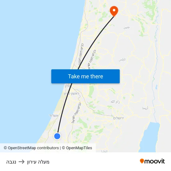 נגבה to מעלה עירון map
