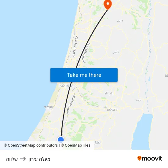 שלווה to מעלה עירון map