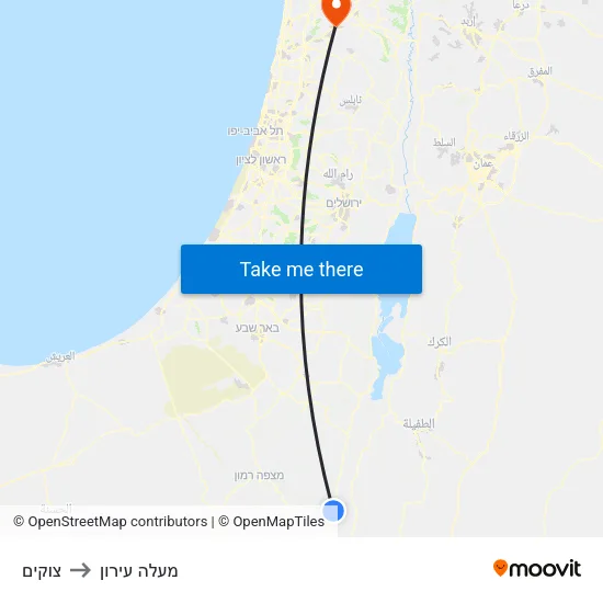 צוקים to מעלה עירון map