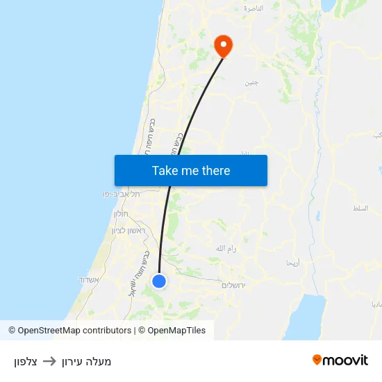 צלפון to מעלה עירון map