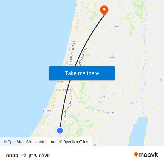מנוחה to מעלה עירון map