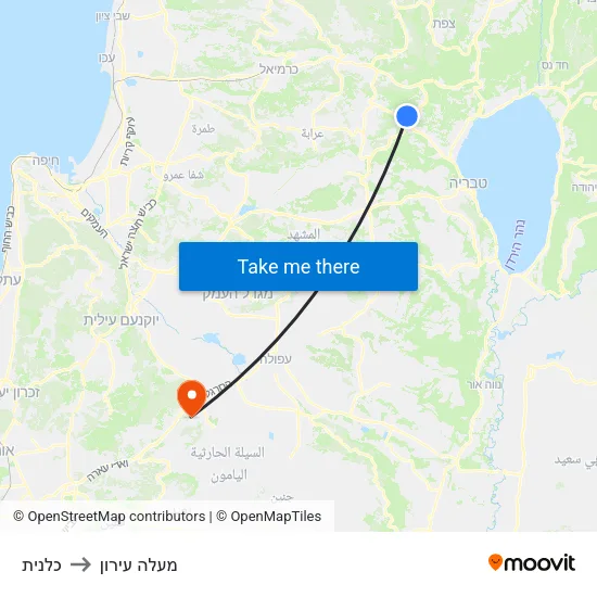 כלנית to מעלה עירון map