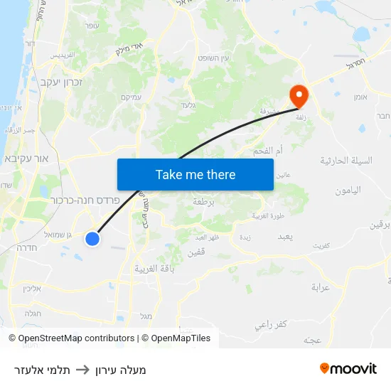 תלמי אלעזר to מעלה עירון map