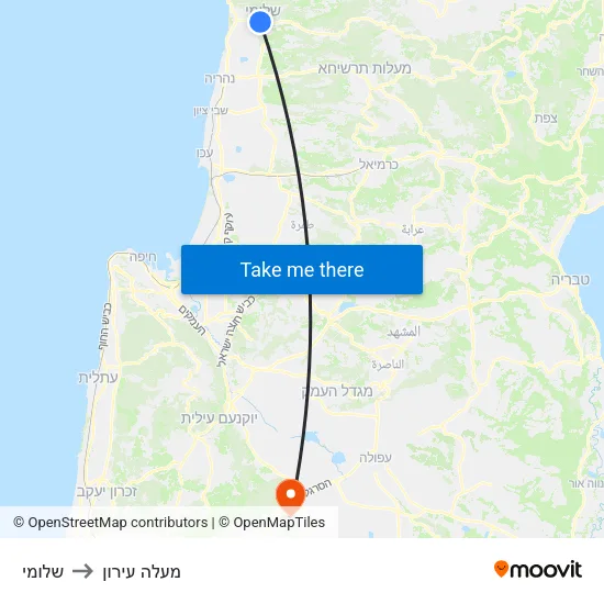 שלומי to מעלה עירון map