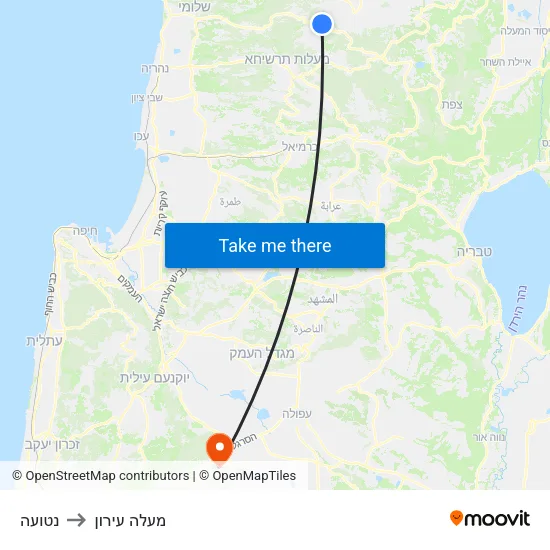נטועה to מעלה עירון map