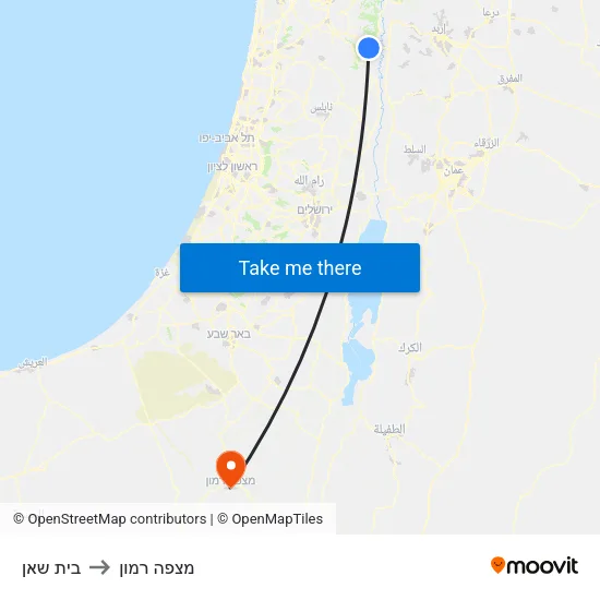 בית שאן to מצפה רמון map