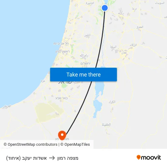 אשדות יעקב (איחוד) to מצפה רמון map